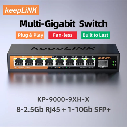 8-Port Multi-Gigabit 2.5Gbps Ethernet Network Unmanaged 2.5G Switch