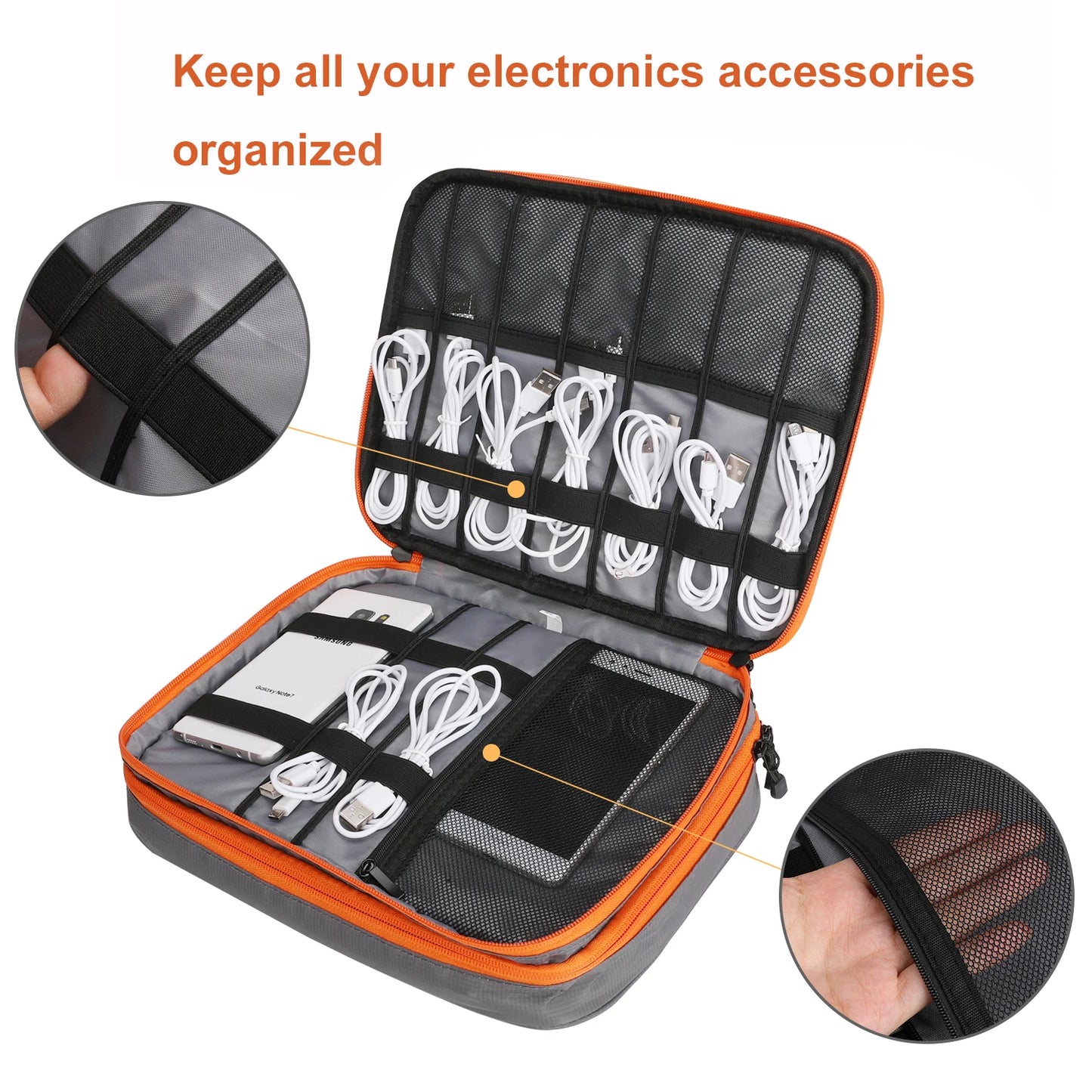 Double-Layer Travel Electronic Accessories Organizer Bag