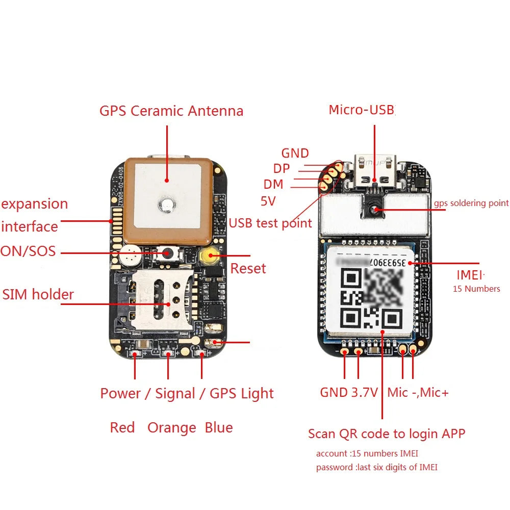 ZX908 Mini 4G GPS Tracker PCBA Board