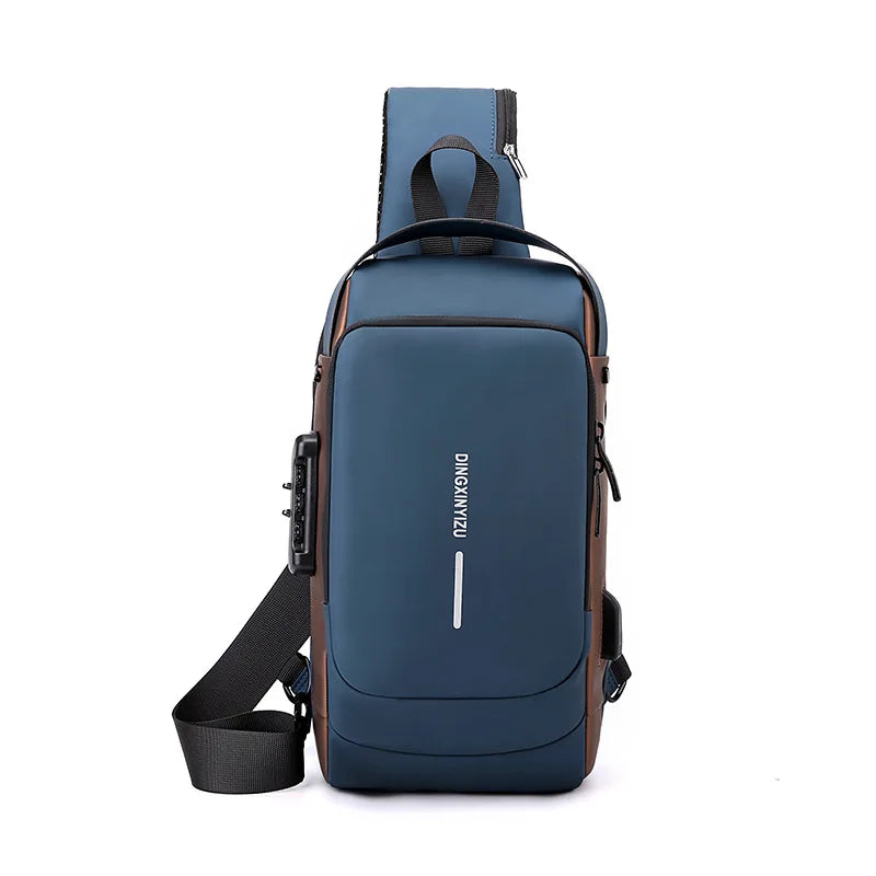 Men's Waterproof USB Crossbody Chest Bag