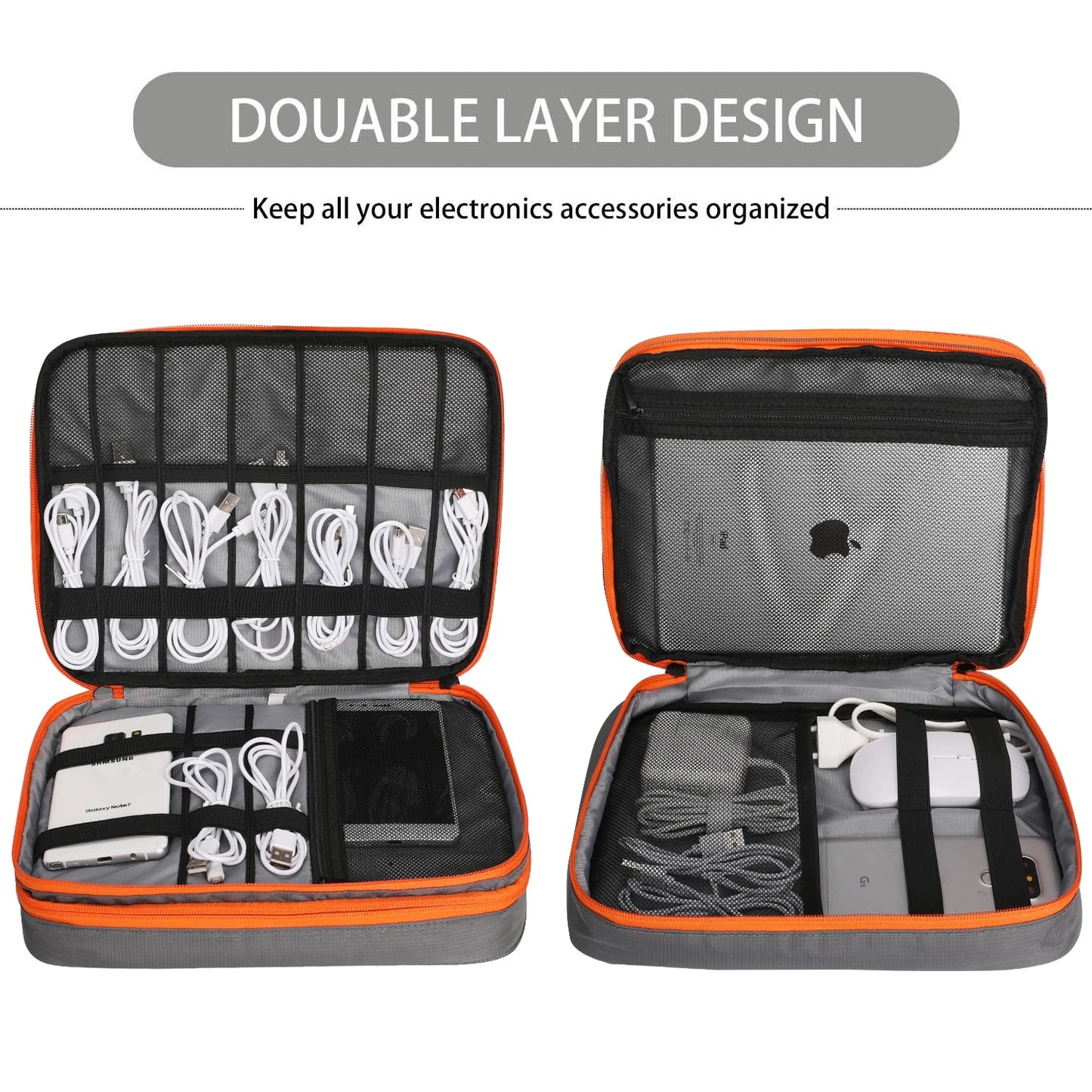 Double-Layer Travel Electronic Accessories Organizer Bag